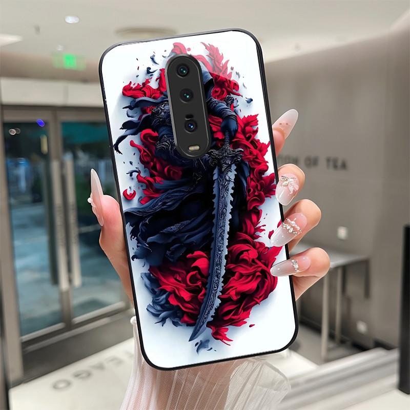 Cute Cartoon Cats Flower Case For Xiaomi Mi 9T Redmi K20 Pro Poco F2 Tempered Glass Phone Case Protective Back Cover Hard Shell