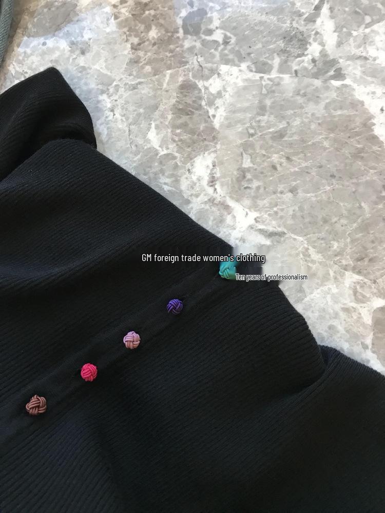 Chic Women's Cashmere Cardigan: Chinese Style, Round Neck, Colorful Button, Wool Knit Sweater