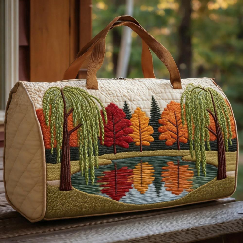 

Shoulder Strap Quilted Duffle Bag 3D Quilting Craft Large Capacity Short-distance Handbag Tote Bags Scenery Pattern