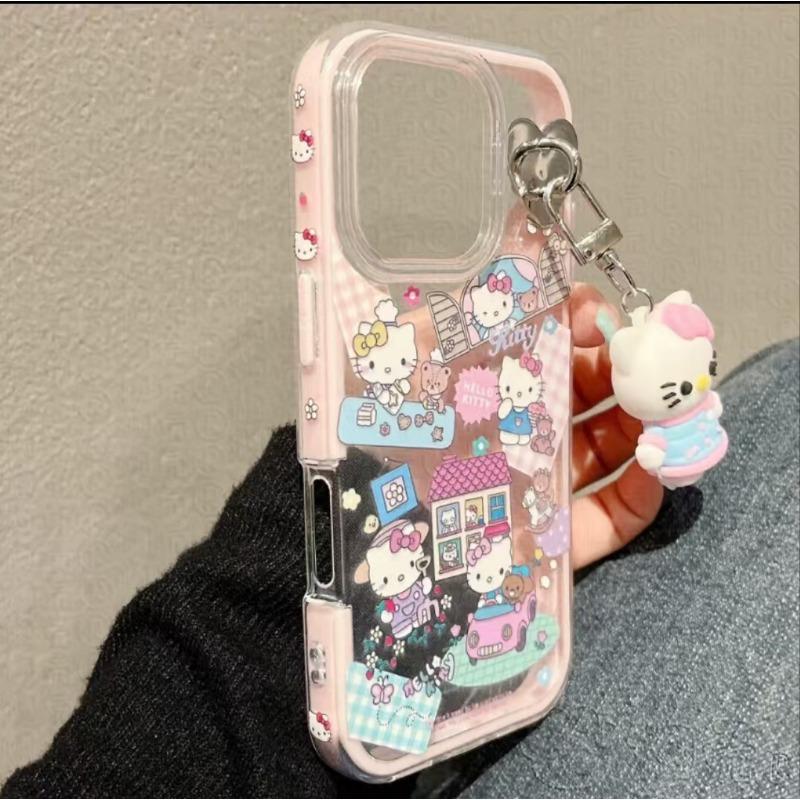 

Боковая мультяшная иллюстрация Кукла KT Подходит для чехла для мобильного телефона Apple 16promax 15pro Новый стиль 14 Женский 13 12 Apple 13