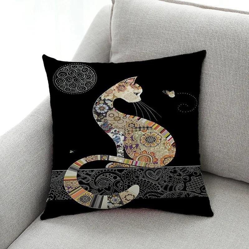 Ny Konst Mural Kattunge Tryck Serie Kuddfodral för Soffa Djurdesign Retro Kuddfodral Heminredning Kuddöverdrag 45x45 cm