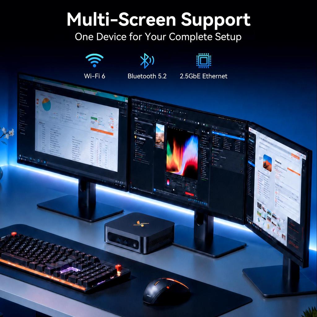 Huidun H100 MINI PC Intel Core 5 210H 13th Gen Intel UHD Graphics 16GB DDR4 SSD 512GB Windows 11 Pro
