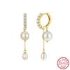 ORSA JEWELS 14K Gold 925 Sterling Silver Dangle Pearl Earrings with Handpicked Natural Baroque Pearl for Women Jewelry GPE126
