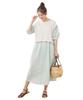 Dress with Layered Puff Sleeves and Green Maternity Size LL Women's Maternity/Nursing (Pre- Postpartum), (Striped),