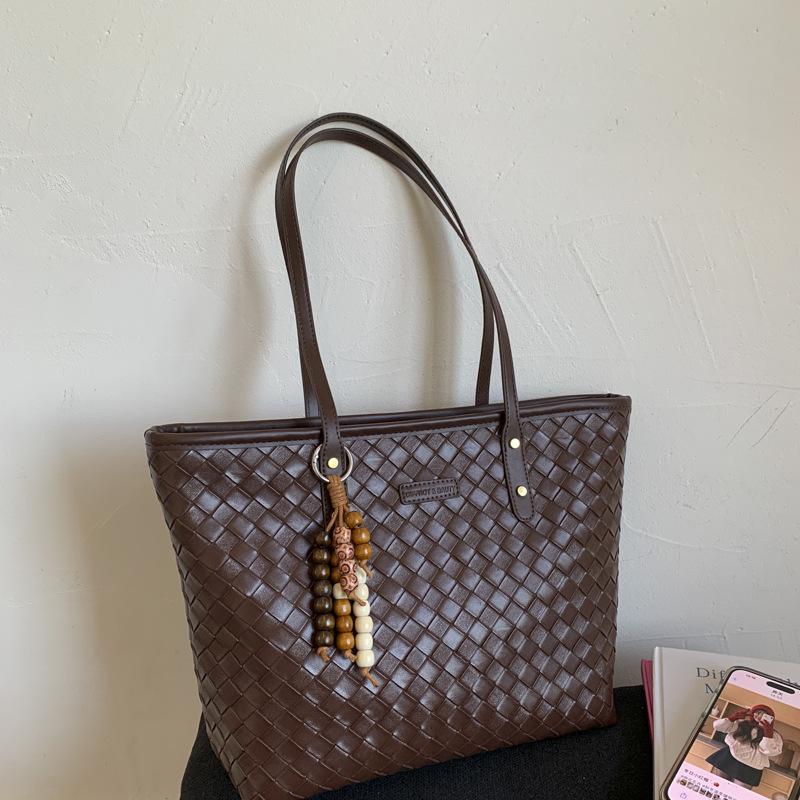 

Премиальная ретро-сумка женская новая модная плетеная сумка через плечо большой вместимости портативная сумка-тоут