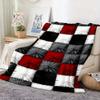 Red Black White and Gray Plaid Pattern Decorative Throw Blanket for Sofa, Bed, Home Decor, Living Room, and Gift