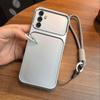 Luxury Big Window Phone Case with Lanyard for Samsung Galaxy M14 4G Premium Textured Casing