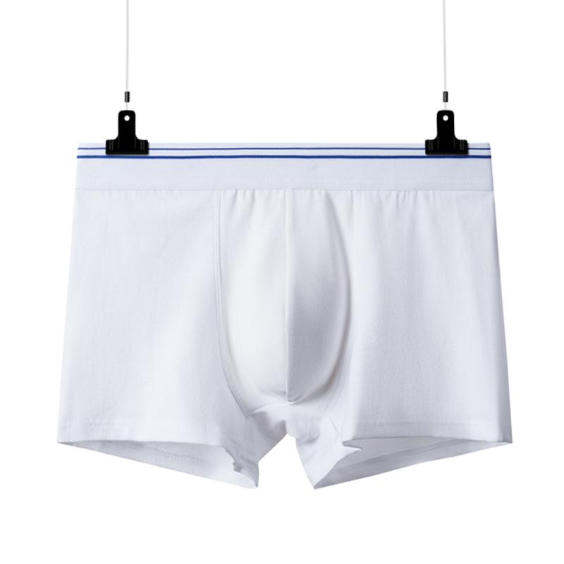 "Men’s Pure Cotton White Boxer Briefs - Antibacterial, Lightweight Youth Shorts for Autumn/Winter"