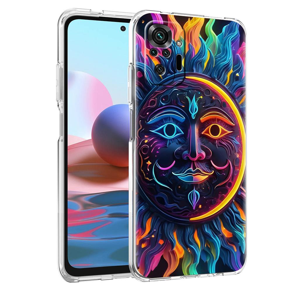 Moon Sun Transparent Phone Case for Redmi 13C 12C 10C Note 13 12 11 11T K40 Gaming Plus Pro 4G 5G Soft Cover Shell Fundas Capas
