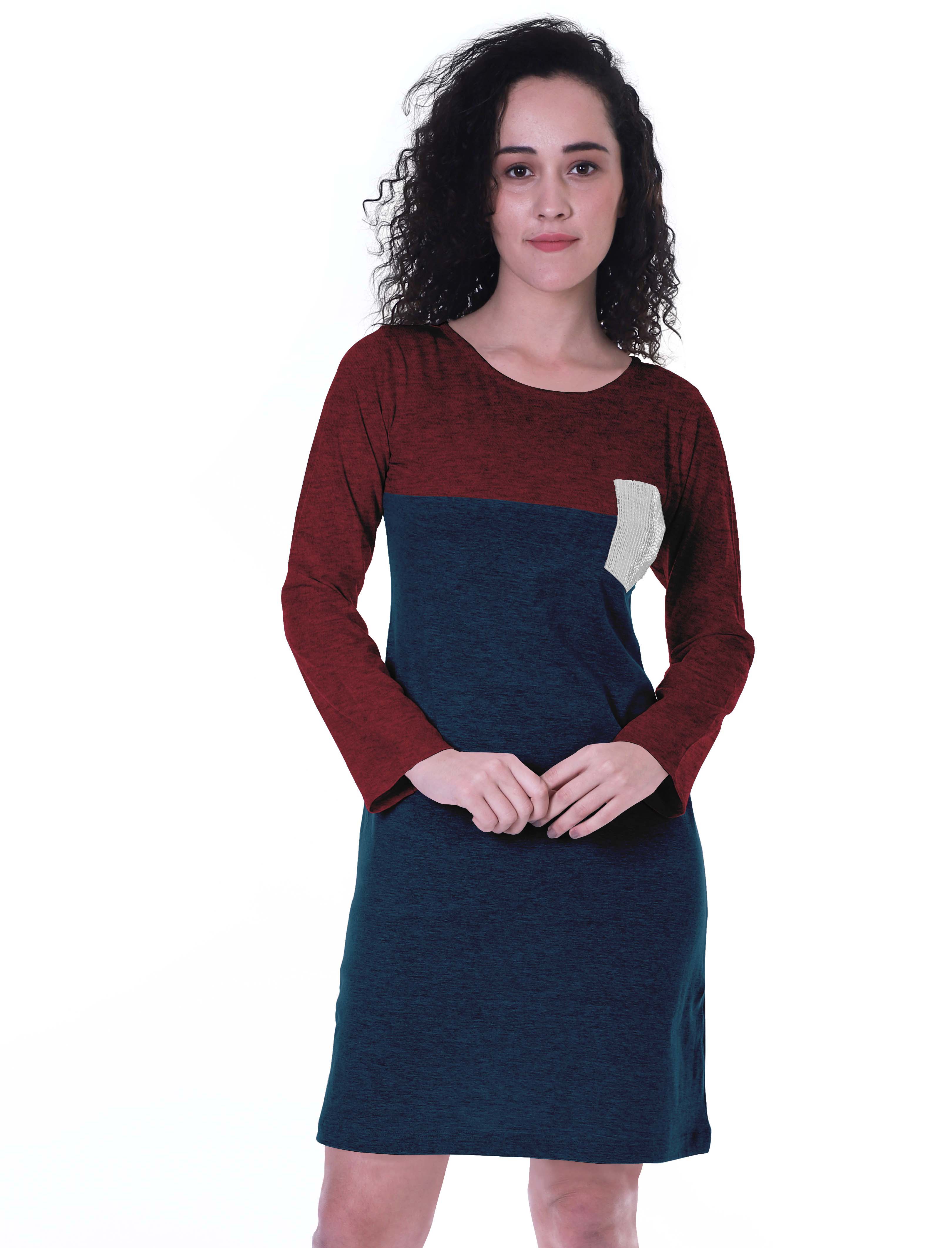 

Moomaya Womens T-shirt Dress Full Sleeve Sequin Patch Pocket Summer Dresses XX-Large темно-синього кольору