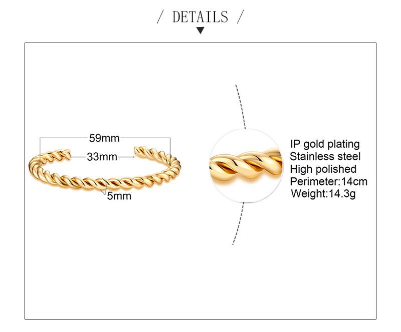 Twisted Bangle Open Cuff Bracelet 100% Stainless Steel Rope Twisted Bracelet Women Jewelry Minimalist Style