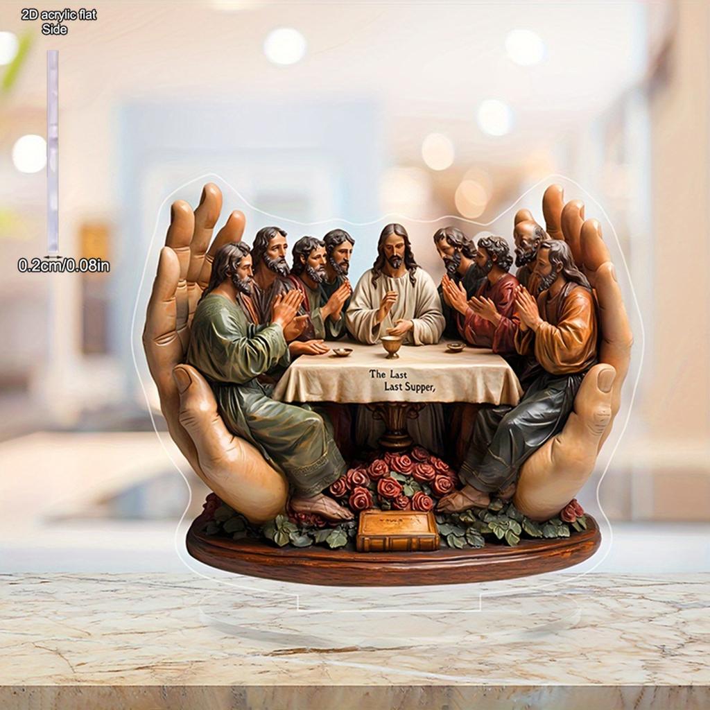 2D flache Acryl-Religionsdekoration für Das Letzte Abendmahl, Innen- und Außendekoration - Keine Batterie/Strom erforderlich, Kostenlose Tagesdekoration,