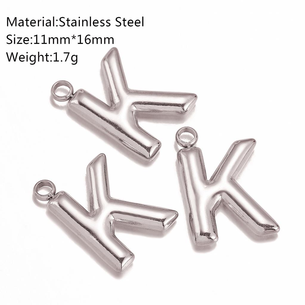 3Pcs Bubble Alphabet Charm Silver Color Stainless Steel Initial English Letter Pendant DIY Bracelet/Necklace Gift Jewelry Making