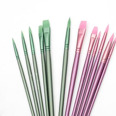 4/6 Pcs Watercolor Brush Pointed Round Flat Head Soft Hair Beginner'S Art Student Hand Drawn Watercolor Nylon Painting Material