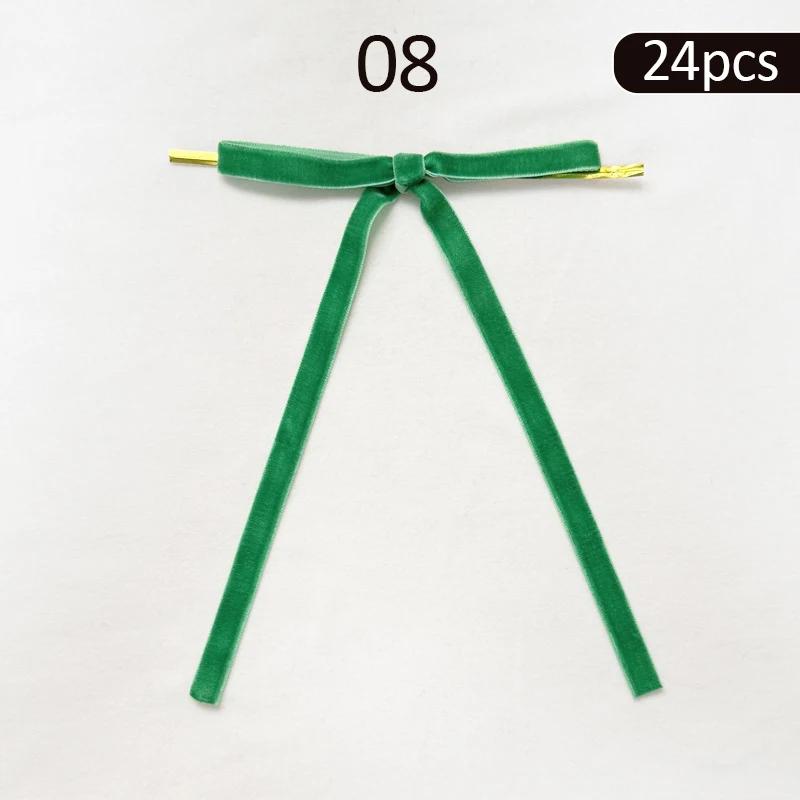 24pcs Velvet Bow Christmas Ribbon Decoration for Xmas Home Decor Tree Wreaths Gift Wrapping DIY Crafts Festive  2025 New Year