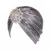 Chemo Cap Luxury Indian Hat Pleated Elastic Beanies Ethnic Style Women Turban Cap  Hair Accessories