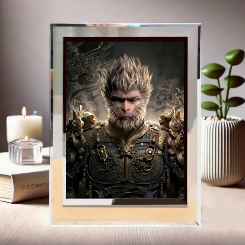 

13X17 см черная мифическая рамка для фотографий Wukong с кристаллами Ins Wind, украшение для рабочего стола, подарок для спальни, гостиной, рамка для стола wk01