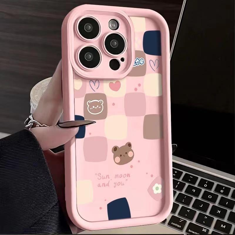 Square Bear Is Suitable for Apple 16 Phone Case 15plus, Matte 14 Silicone 13mini Protective Case 12promax