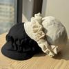 Korean-style Niche Design Cotton-linen Pleated Newsboy Cap, Fashionable Face-slimming Duckbill Cap for Women, Ladylike Beret