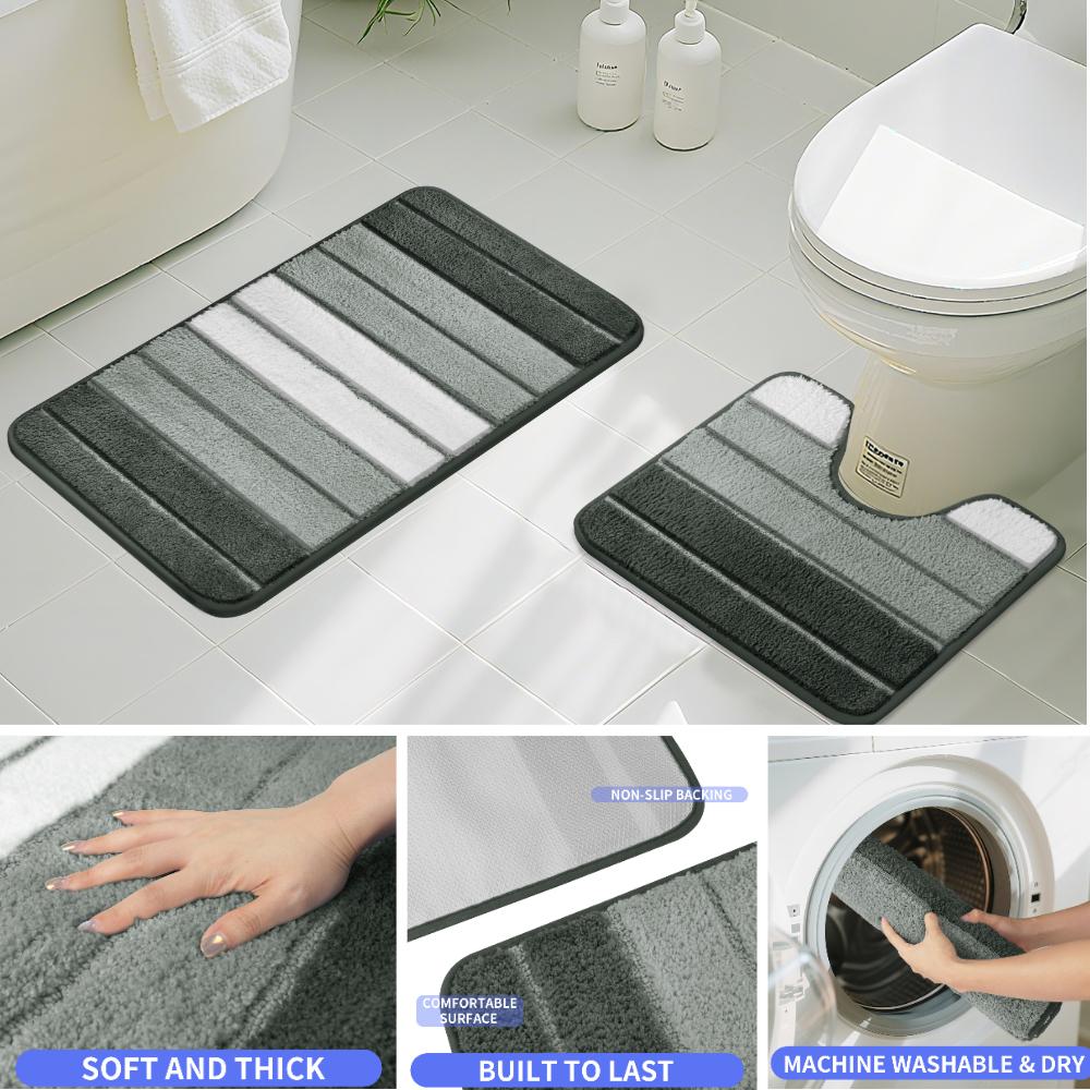 Bath Mat Set 40x60cm and 50x80cm Extra Soft Absorbent Microfiber Non-Slip Washable Rugs for Shower Floor Bathmat Bathroom Decor