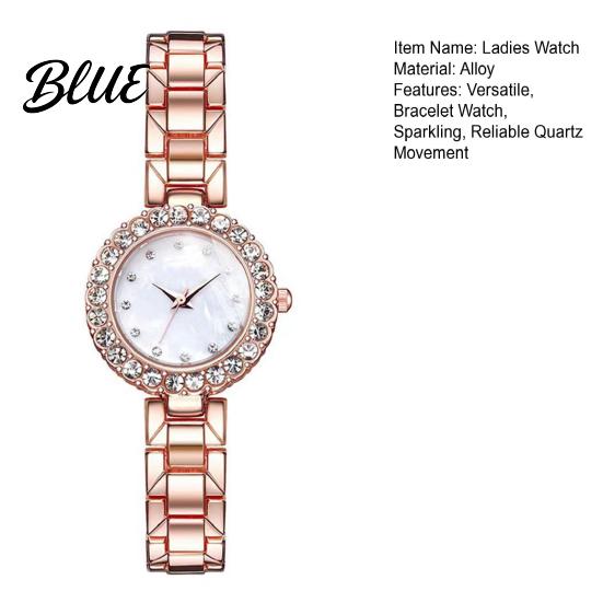 Shiny Rhinestone Dial Watch Ladies Bracelet Quartz Analog Sparkling Round