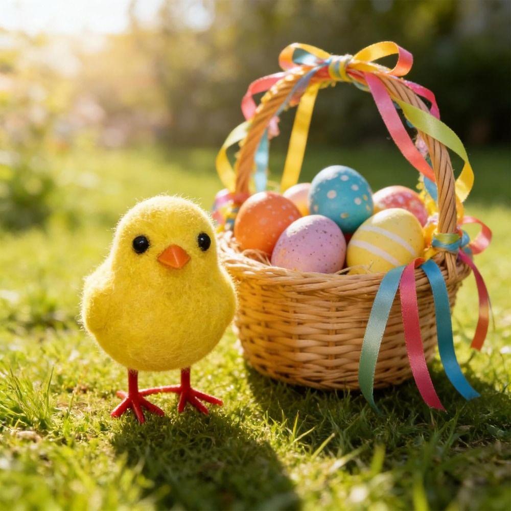 Flocking Plush Chicken Ornament Realistic Mini Chicken Toy Cute Plush Chicks Home Decor