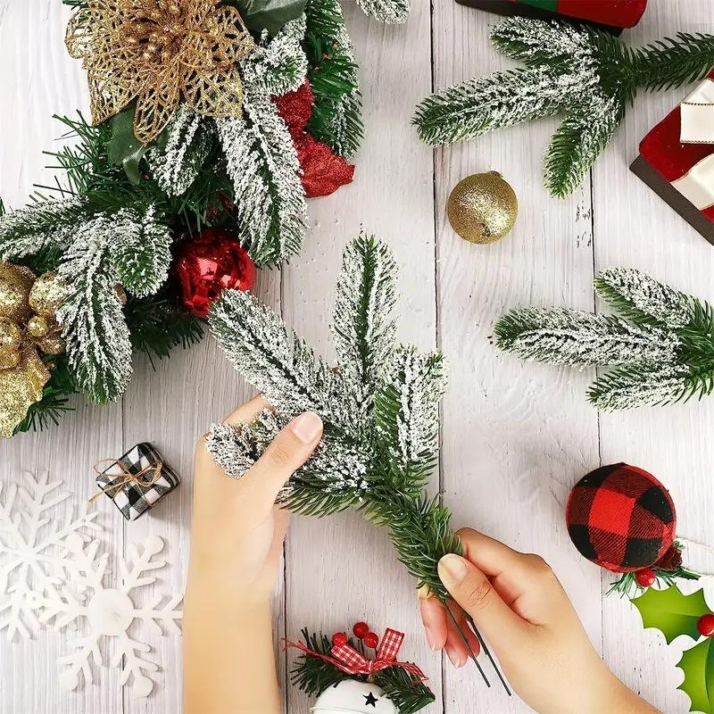 Simulation Christmas Green Plant 3 Fork Pine Needle Home Decoration Christmas Accessories Diy Simulation Green Plant Fake Flower Plastic Flower