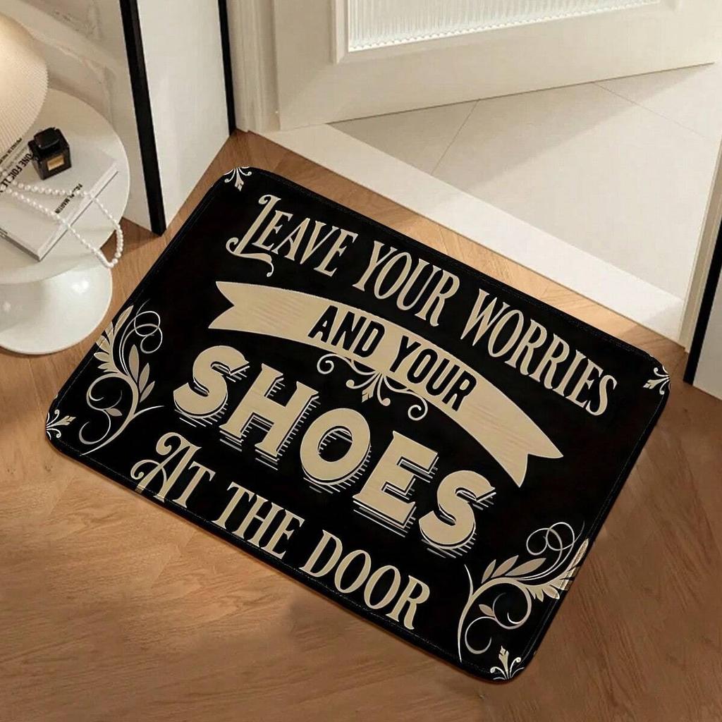 Inspirational Quote Floral Welcome Door Mat English Word Pattern NonSlip Rug for Entryway Bedroom Door Mat Home Decor