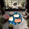 Flat Style Cat,Round Area Rug,Carpet Rug for Living Room Bedroom Sofa Playroom Decor,Non-slip Floor Mat