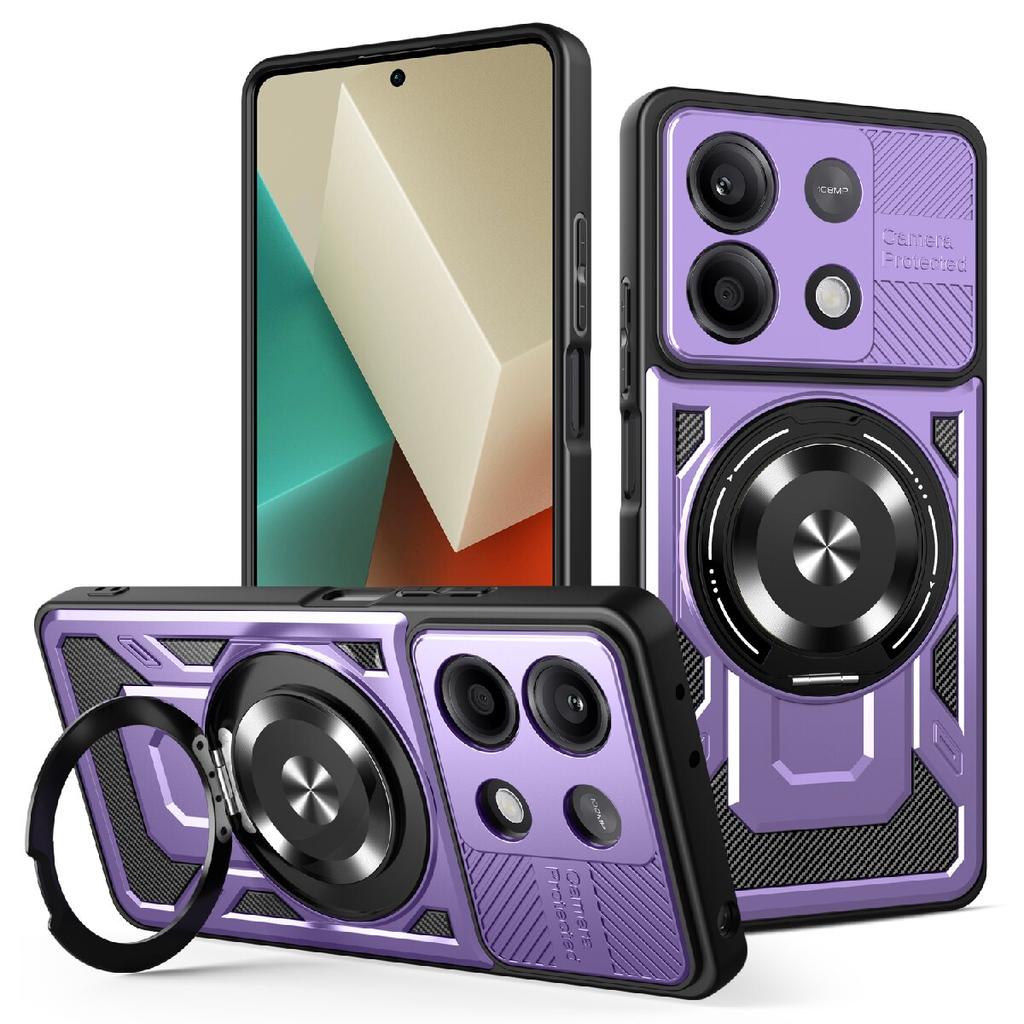 Armor Case for Redmi Poco X7 Pro Note 13 Pro Plus 5G 4G 360° Rotate Ring Stand Magnetic Wireless Charge Cover for Xiaomi 14T Pro