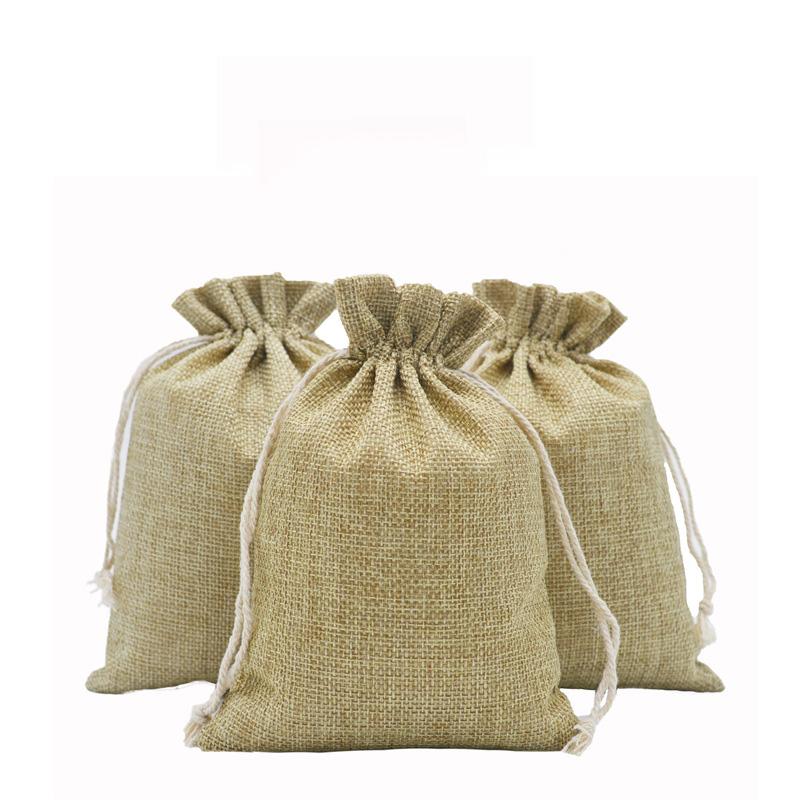 Burlap Gift Drawstring Bags For Party Christmas Linen Jute Small Fabric Package Wedding Pouches Storage Bag 20x30cm