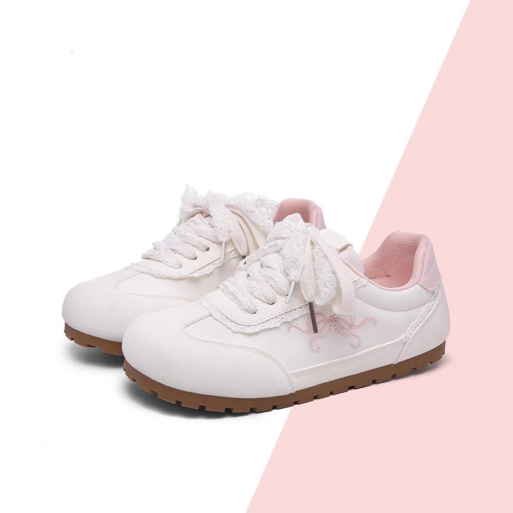 Ballet style moral training shoes women's 2025 summer new sweet style lace bow white shoes casual sports Forrest Gump shoes