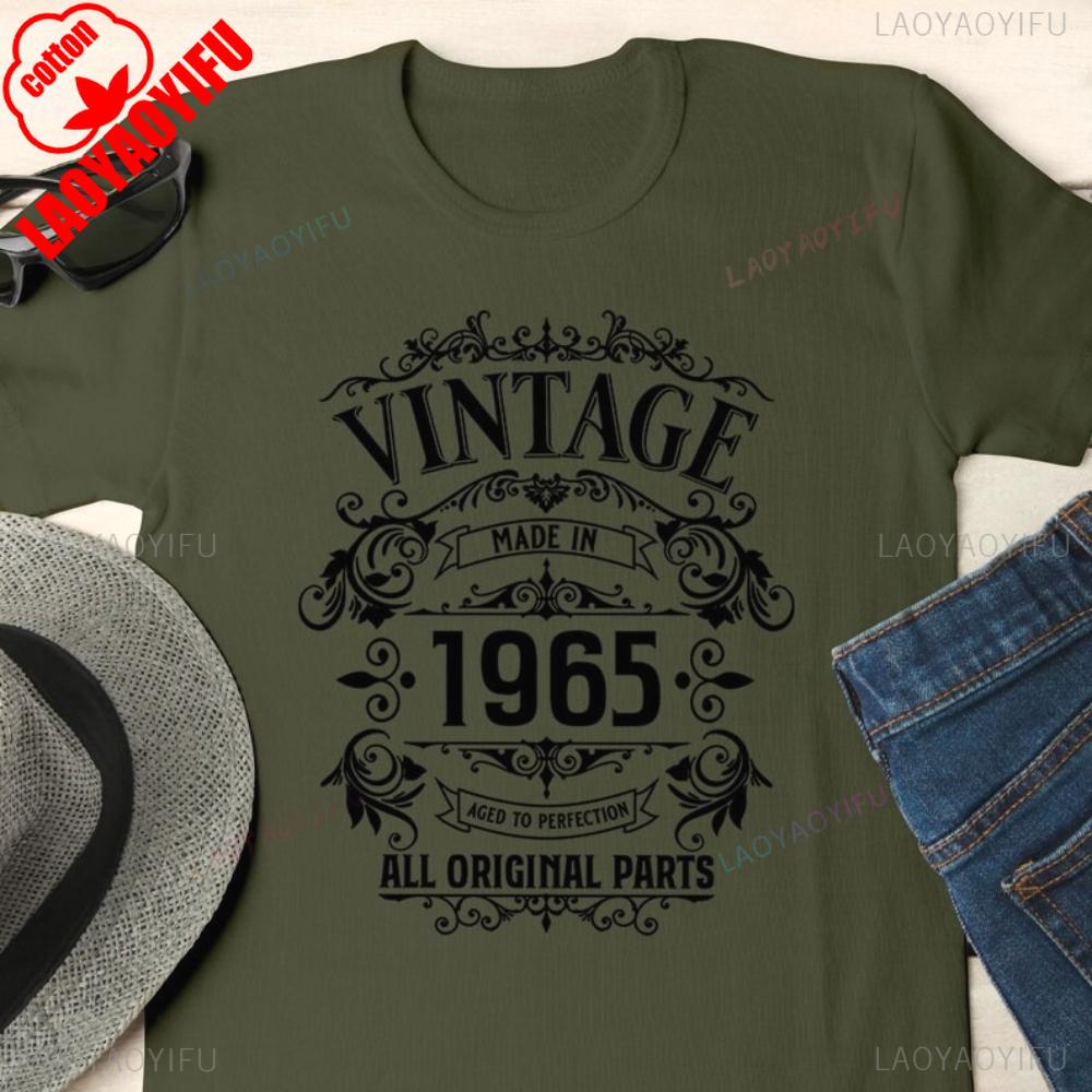 60th Birthday Gift 1965 Vintage TShirt  Classic Printed Pattern Casual Fashion Tops  Woman Man Cotton Street Fashion Tshirt