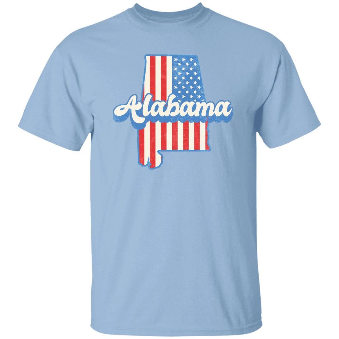 Alabama US flag Unisex T-Shirt American patriotic Alabama state tee White Ash 4XL
