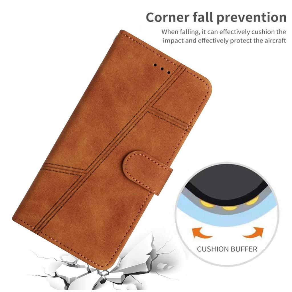 Phone Case for Honor 400 Lite 5G Flip Leather Retro Cover Lines Imprinted