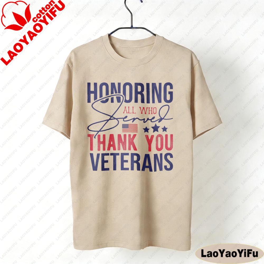 Thank You Veterans Shirt Honoring All Who Served Military Gift Women Shortsleeved Clothes High Quality Cotton Tees