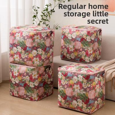 Oversized Flower Folding Woven Storage Bag -180L Capacity, Waterproof and Durable, with Zipper Closure, Waterproof Storage Bag, Under Bed Storage