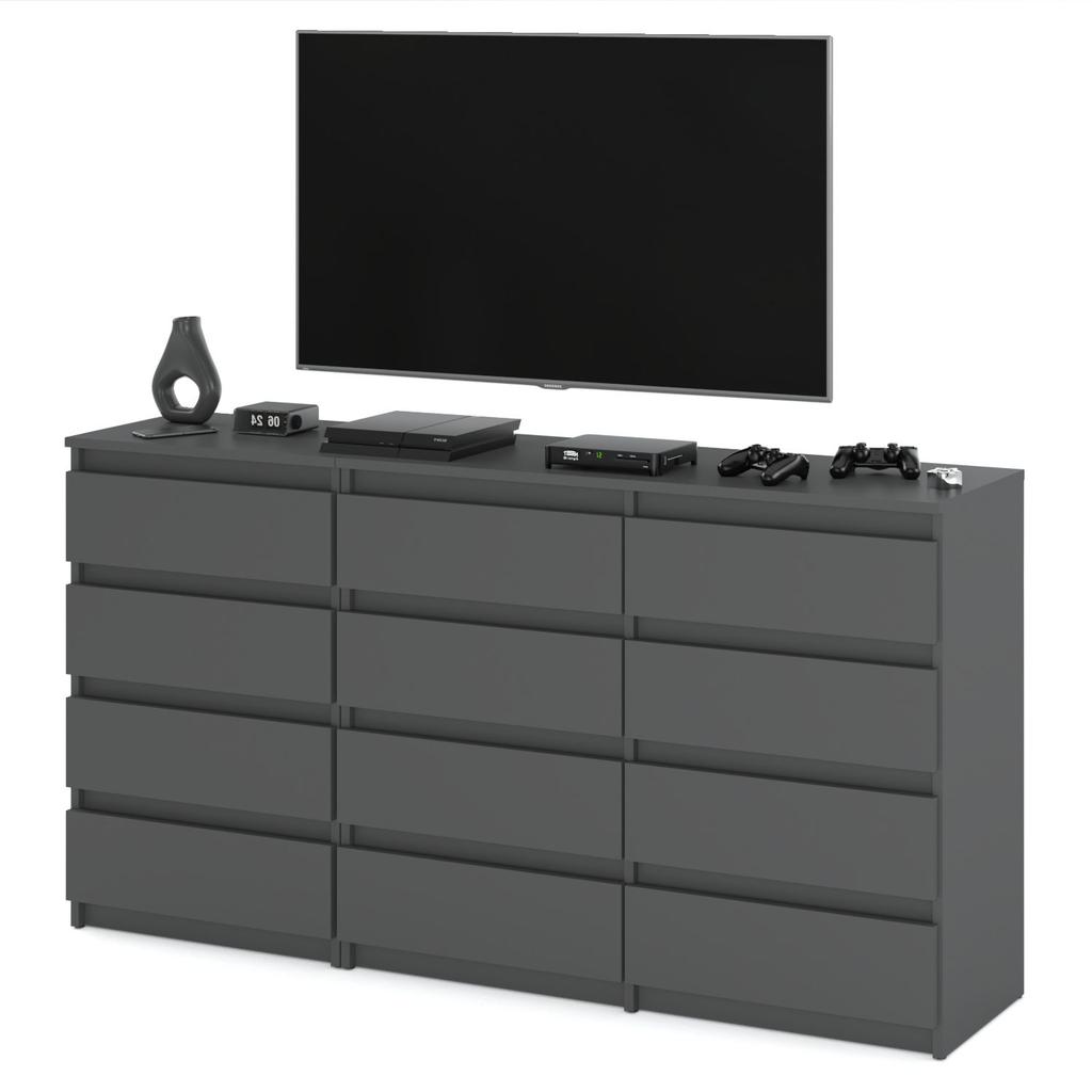 Chest of Drawers 12 Drawers Cabinet “HIT” 84 Matte Gray/Matte Gray