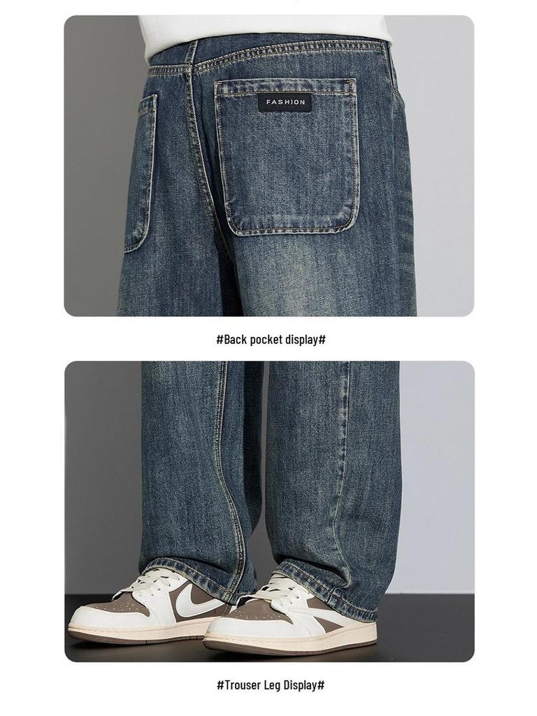 Men's Retro High Street Loose Wide Leg Jeans - Spring & Autumn Style