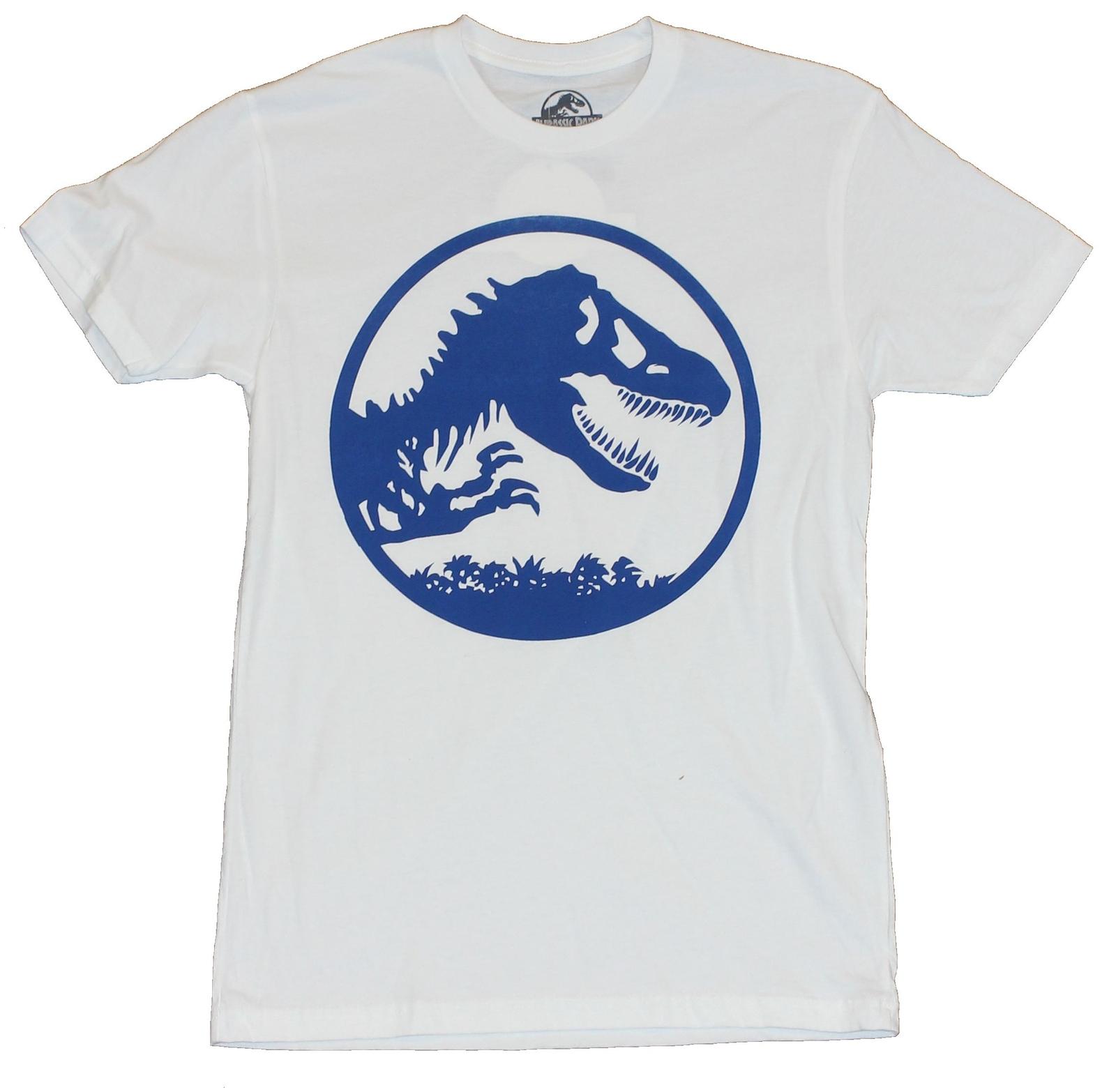 Jurassic Park World Mens T-shirt Circled Blue Skeleton TRex Image L