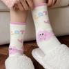 Plush Socks, Thick and Warm Mid-calf Socks for Autumn and Winter, Cute Cartoon Pink, Winter Home Furry Sleeping Socks