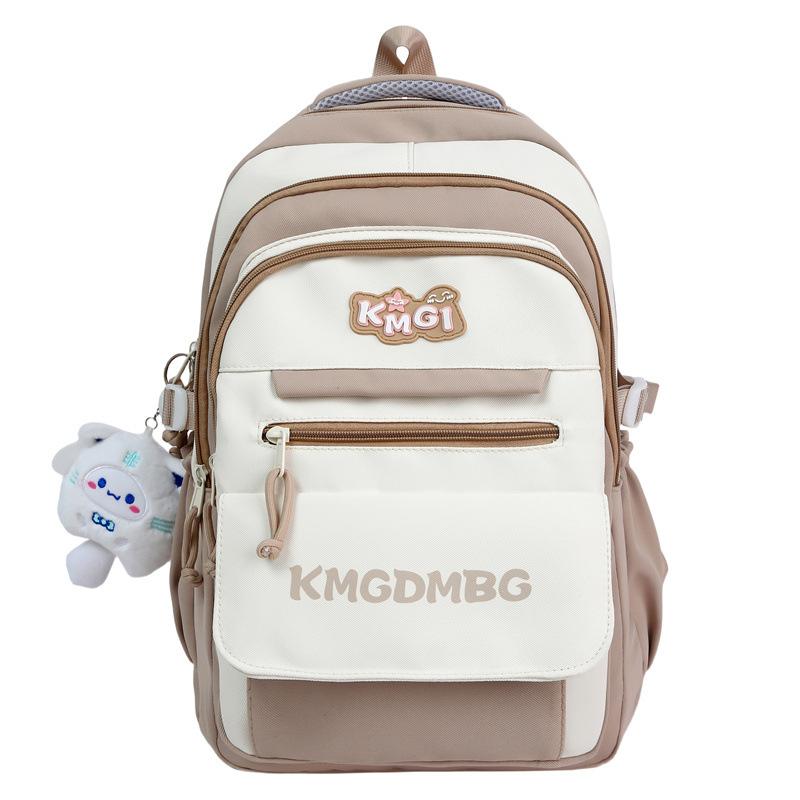 

High-value contrasting schoolbag, female junior high school, high school, large-capacity travel backpack, multi-layer storage, student backpack. single package хаки