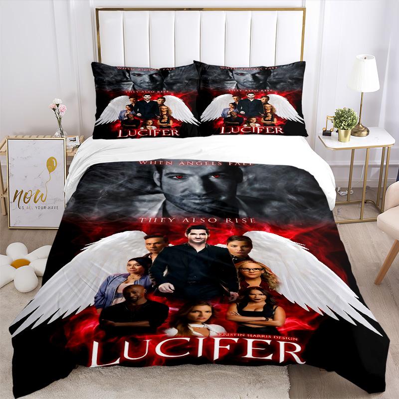 Angels Fall Lucifer Rises Print 3Pcs Bedding Setduvet Cover With 2 Bedropillowcase Home Birthday Gift