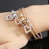 New Style Heart Crystal Charm Bracelet Bangles Magnet Clasp with Snake Chain 316L Stainless Steel Women Wedding Jewelry