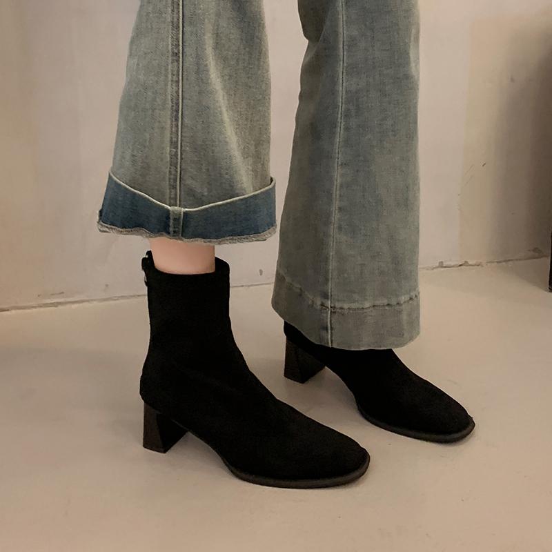 

New Style Women s Ankle Boots Square Heel Platform Boots Women Sexy High Heels Shoes Winter Casual Boots Shoes for Women 39