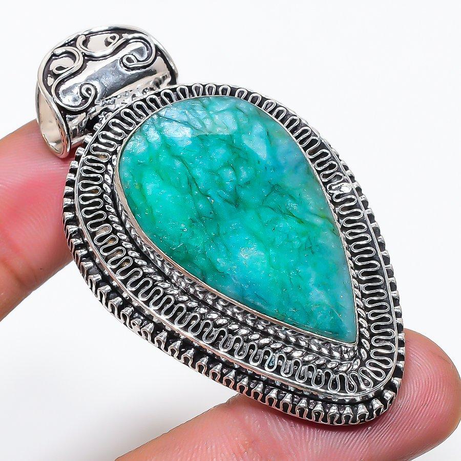 Skota Emerald (Simulated)Gemstone 925 Sterling Silver Jewelry Pendant 2.48  AP-14302