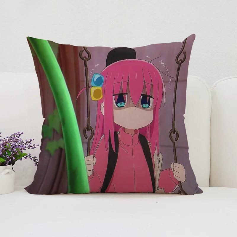 40x40cm B-Bocchi the Rock  Reversible Printed Pillow Covers Sofa Cushion Covers Chair Lumbar Cushion Bed Sleeping Pillow