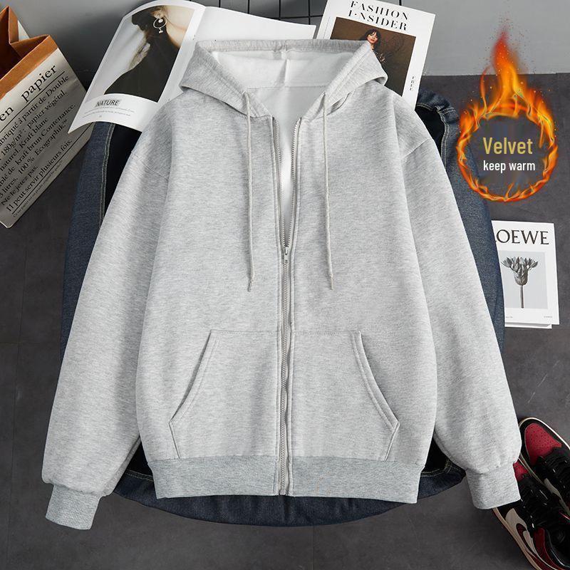 2025 Warm Fleece Hooded Zipper Cardigan - Korean Style Loose Fit for Couples