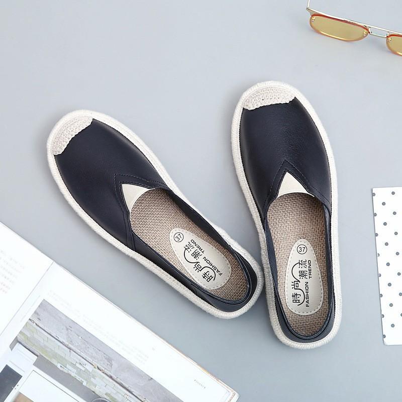Ladies Casual Comfort Ripped Slip On Lazy Shoes Female Womens Flat Slip On Canvas Summer Strap Loafers Straw Espadrilles2025
