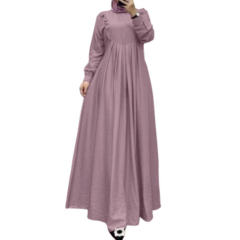 ZANZEA Dámské sváteční ležérní šaty s kulatým výstřihem, volné, s dlouhým rukávem